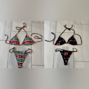 Holiday Thong Bikini Bundle!! Includes Halloween & Christmas Bikinis, size small
